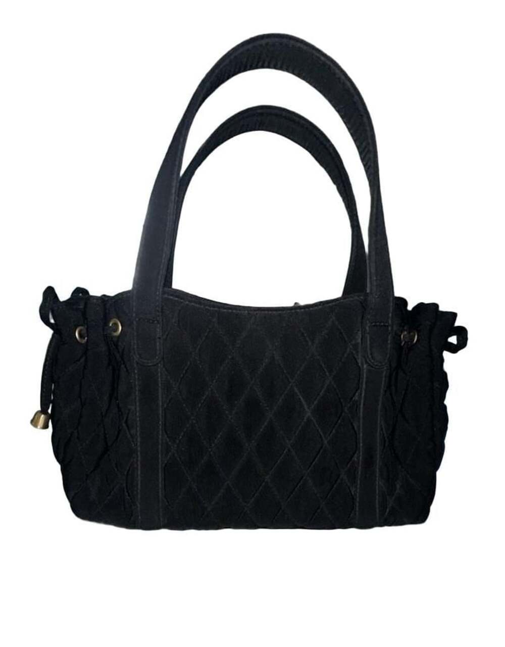 Vera Bradley Handbag Black Quilted Cinched Side Top Handle Tote Purse